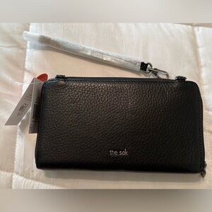 The Sak Black Genuine Leather Crossbody Wallet